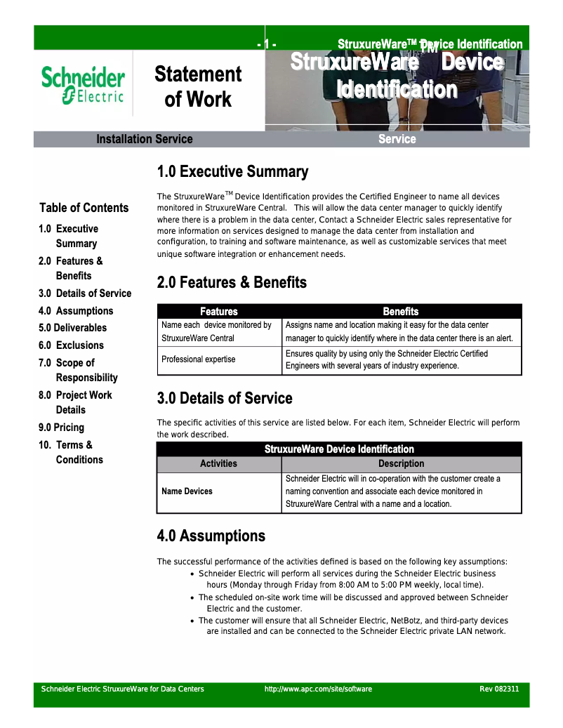 Page 1 de la notice Manuel utilisateur APC StruxureWare