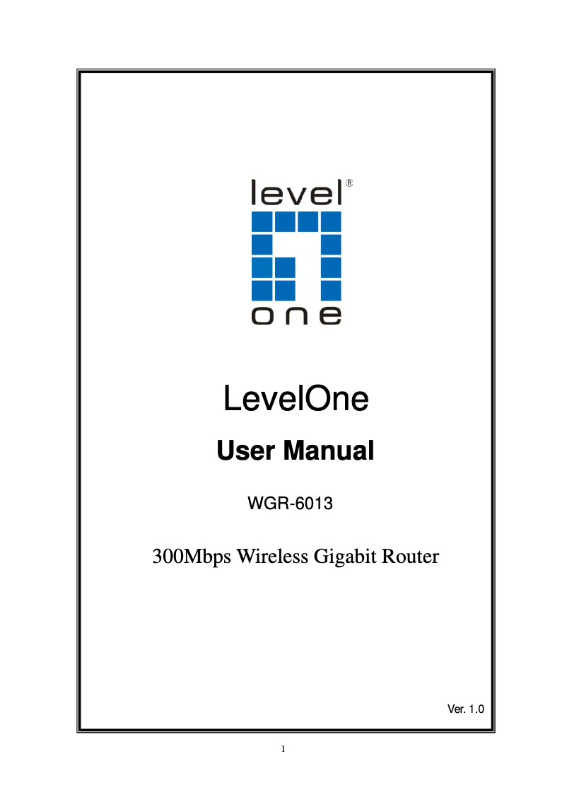 Page n°1 - Manuel utilisateur LevelOne WGR-6013