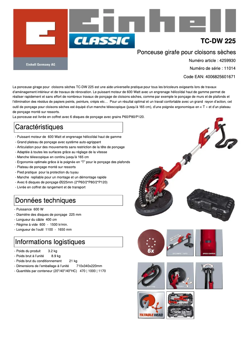 Image de la première page du manuel de l'appareil TC-DW 225