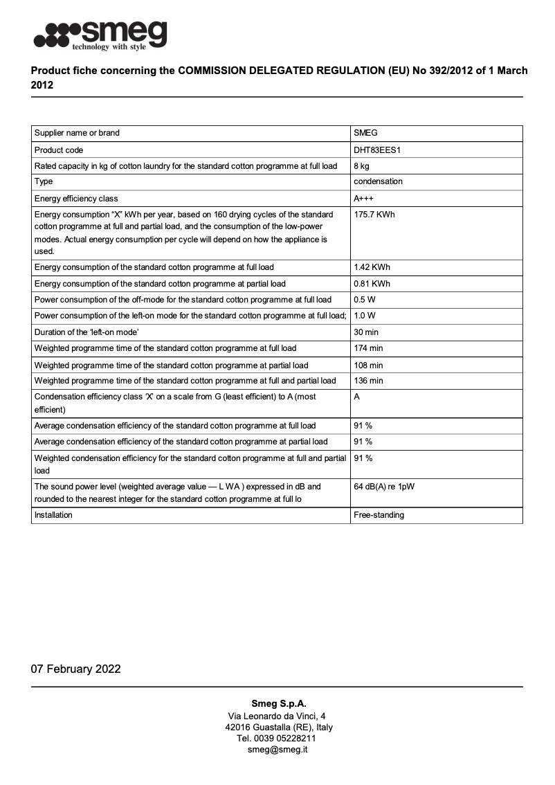 Page n°1 - Brochure Smeg DHT83EES1