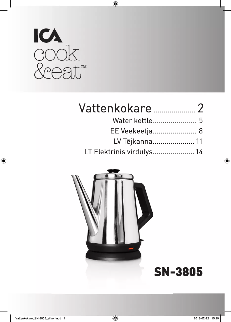 Imagen de la primera página del manual del dispositivo SN-3805