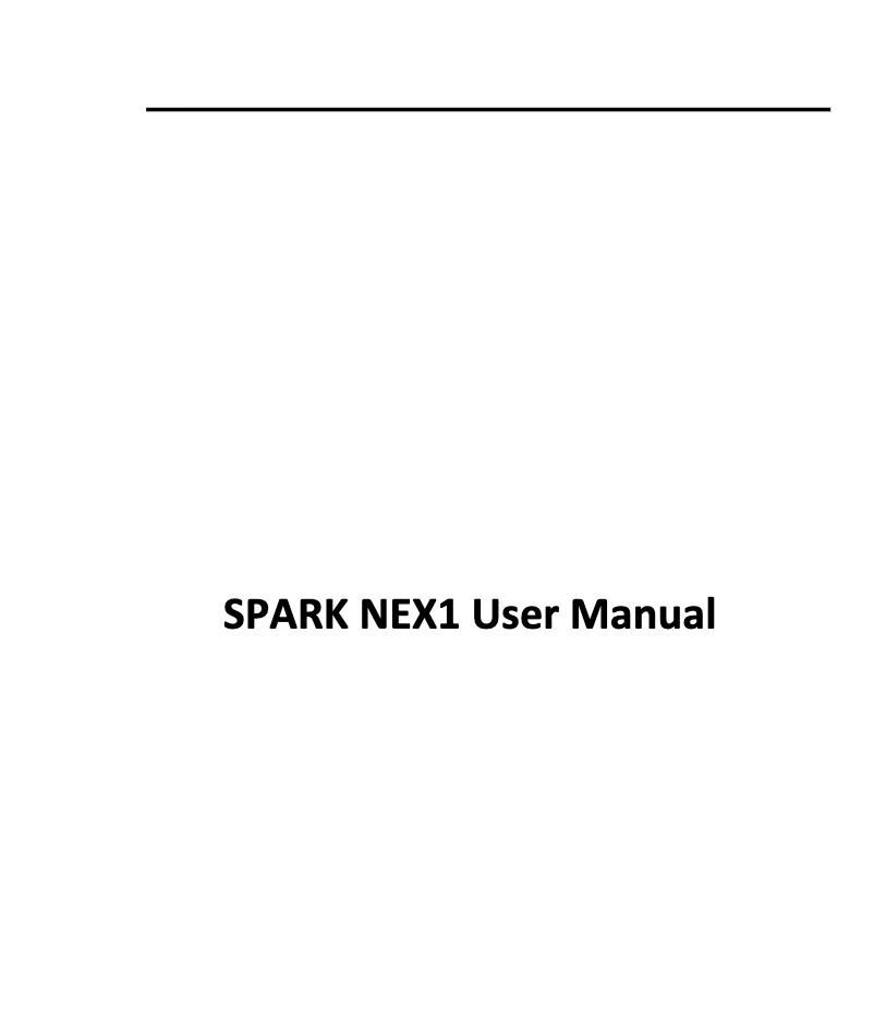 Image de la première page du manuel de l'appareil Spark Nex 1