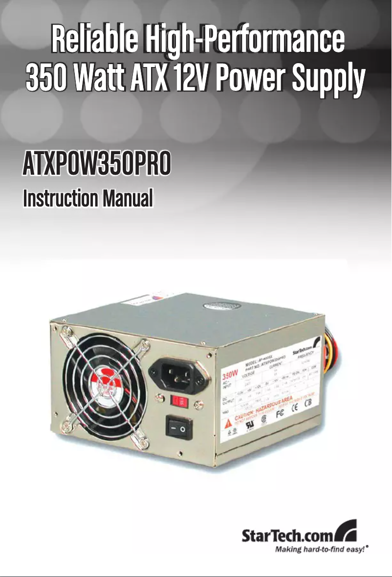 Page n°1 - Manuel utilisateur StarTech.com ATXPOW250Pro