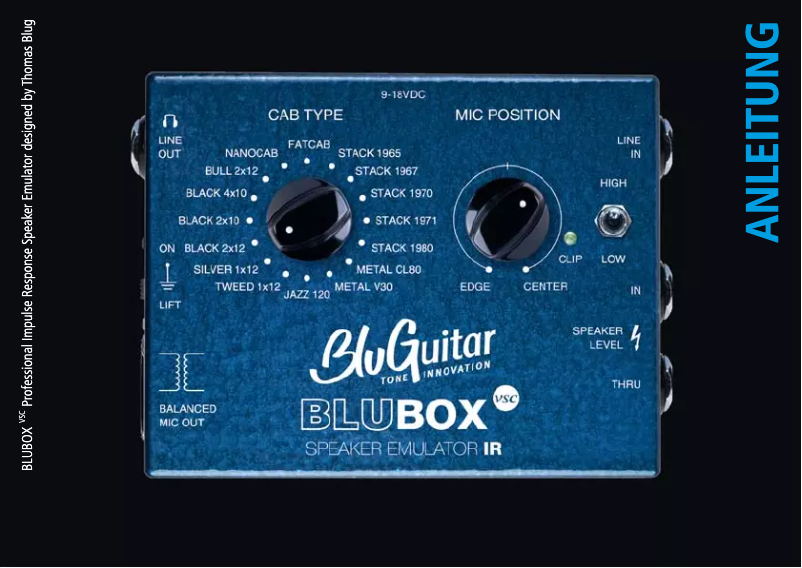 Image de la première page du manuel de l'appareil BluBox VSC