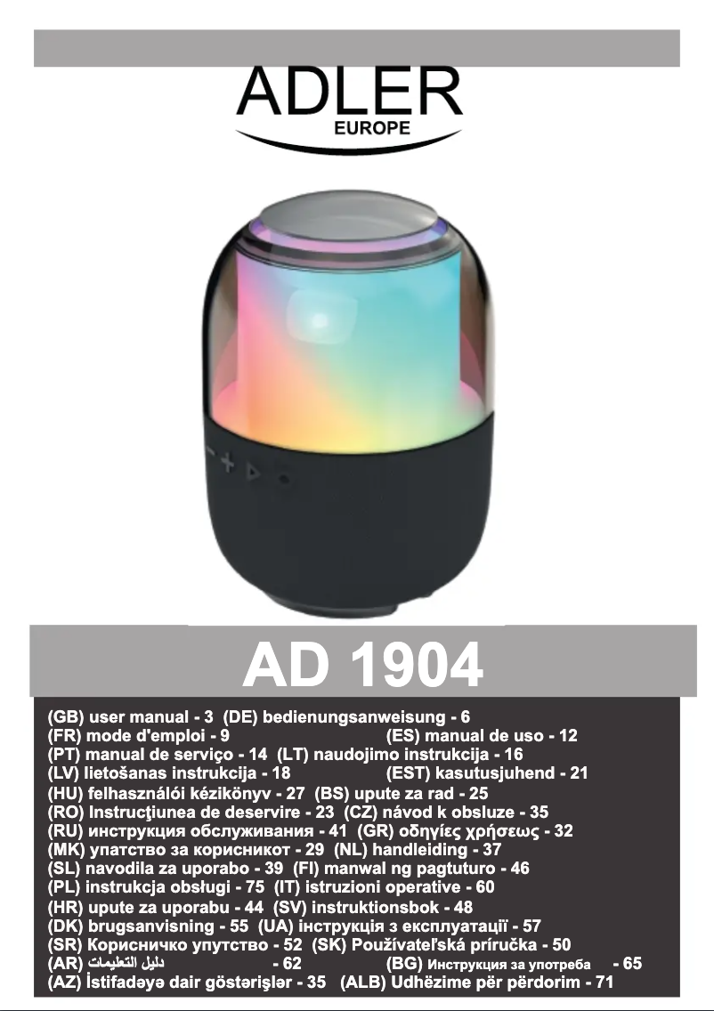 Image de la première page du manuel de l'appareil AD 1904