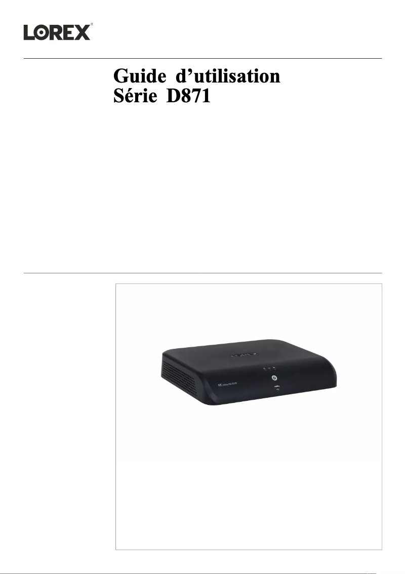 Page 1 de la notice Manuel utilisateur Lorex D4K1-88-WD