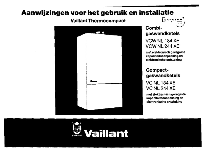 Page 1 de la notice Manuel utilisateur Vaillant ThermoCOMPACT VCW NL 184 XE