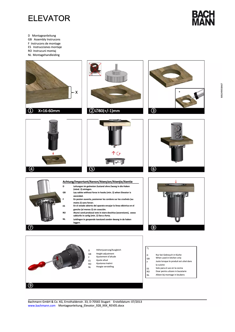 Page n°1 - Manuel utilisateur Bachmann ELEVATOR