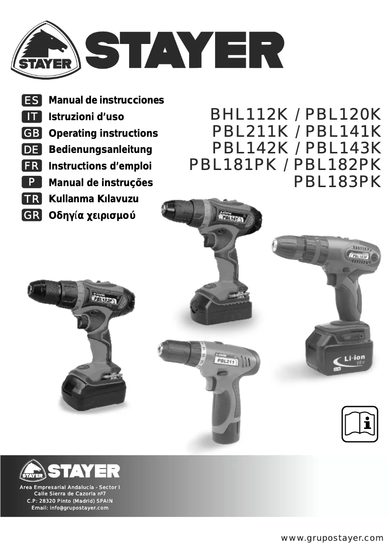 Page n°1 - Manuel utilisateur Stayer PBL211K