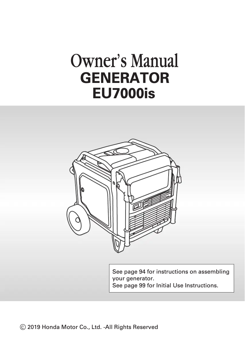 Page 1 de la notice Manuel utilisateur Honda EU7000iS