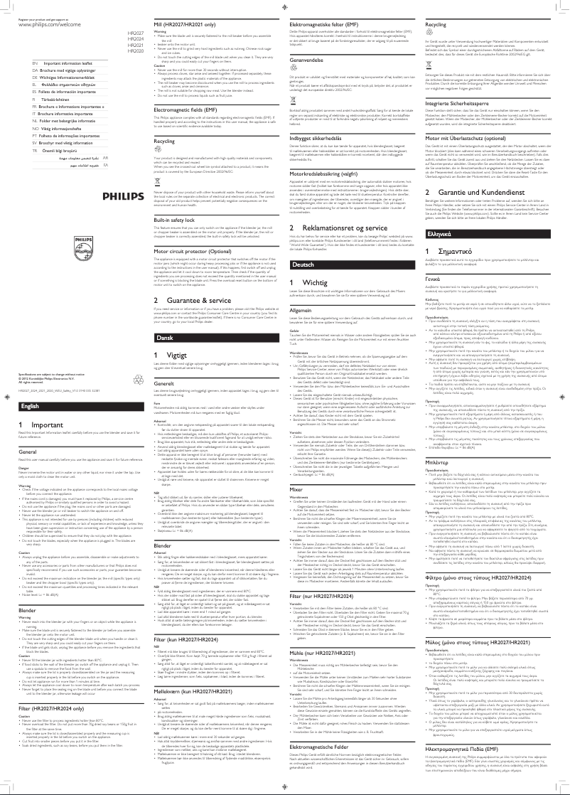 Page n°1 - Manuel utilisateur Philips Daily Collection HR2020