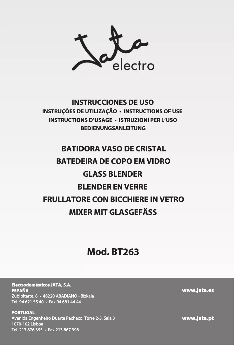 Page n°1 - Manuel utilisateur Jata BT263