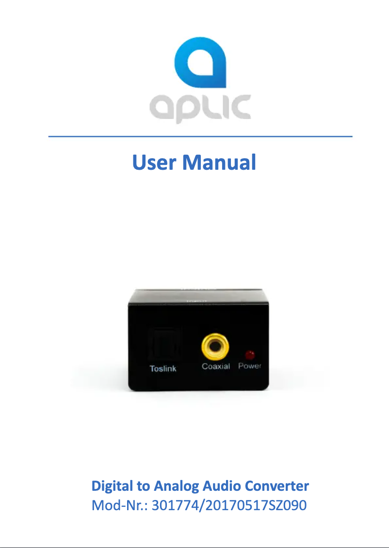 Page 1 de la notice Manuel utilisateur Aplic 301774