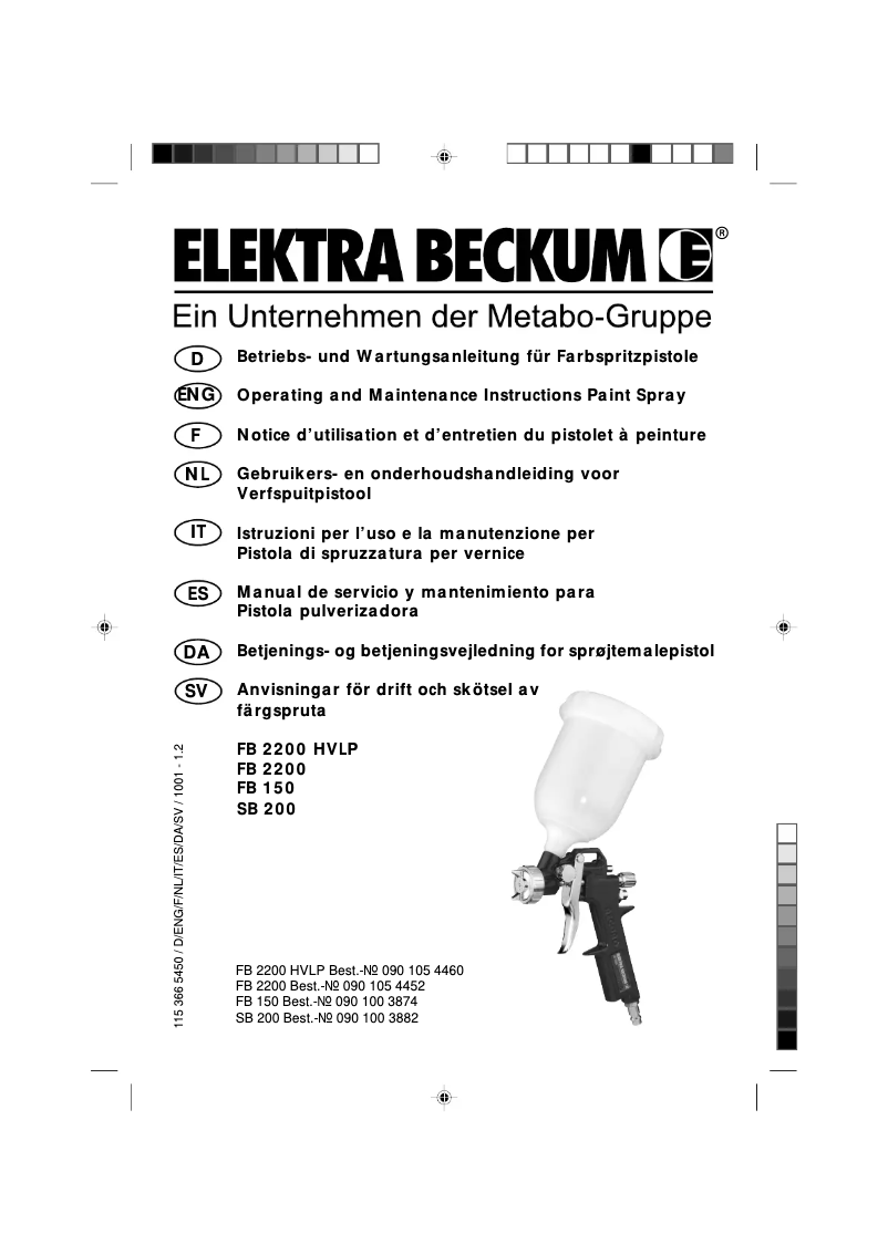 Image de la première page du manuel de l'appareil FB 150