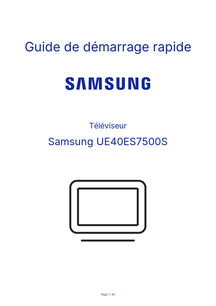 Image de la première page du manuel de l'appareil UE40ES7500S