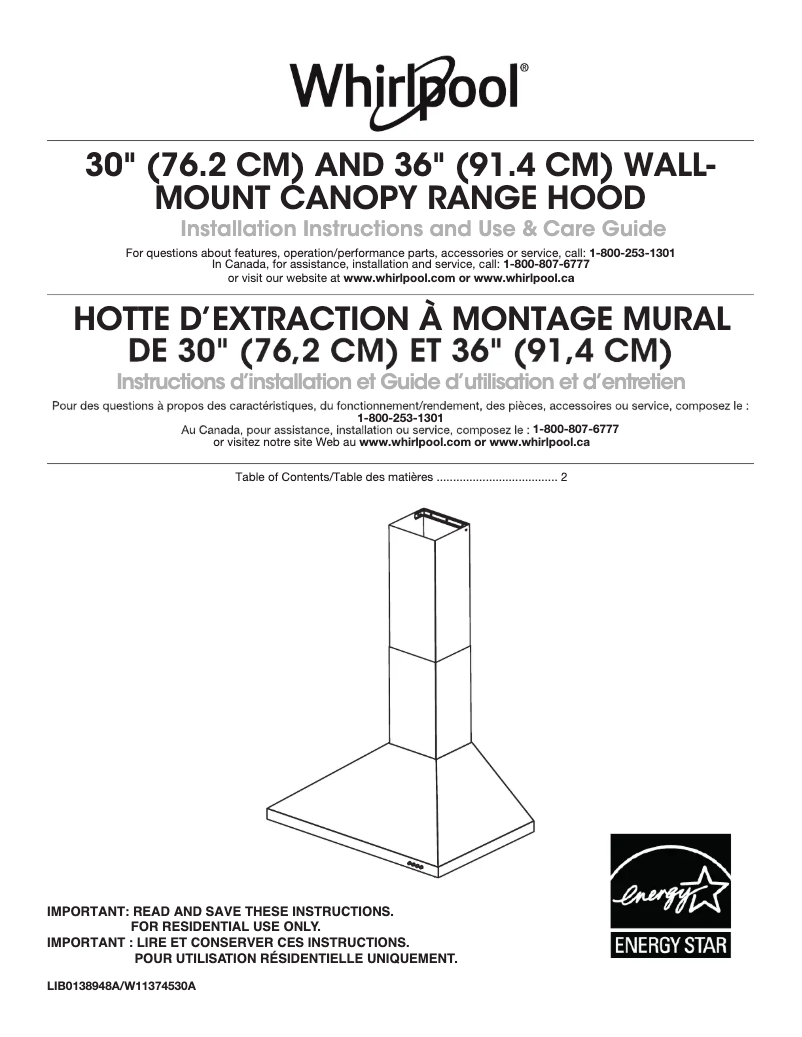 Page 1 de la notice Instructions / montage Whirlpool WVW7330JS
