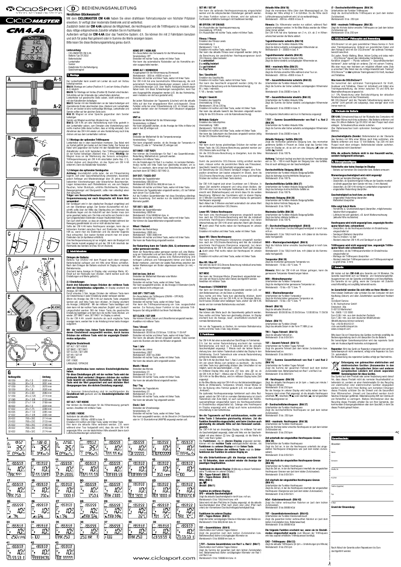 Image de la première page du manuel de l'appareil CicloMaster CM 4.4A