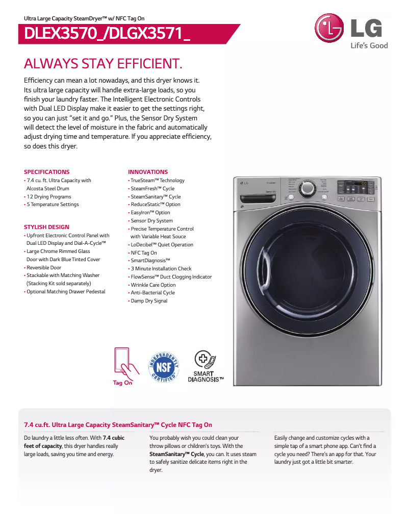Page n°1 - Manuel utilisateur LG SteamDryer DLGX3571