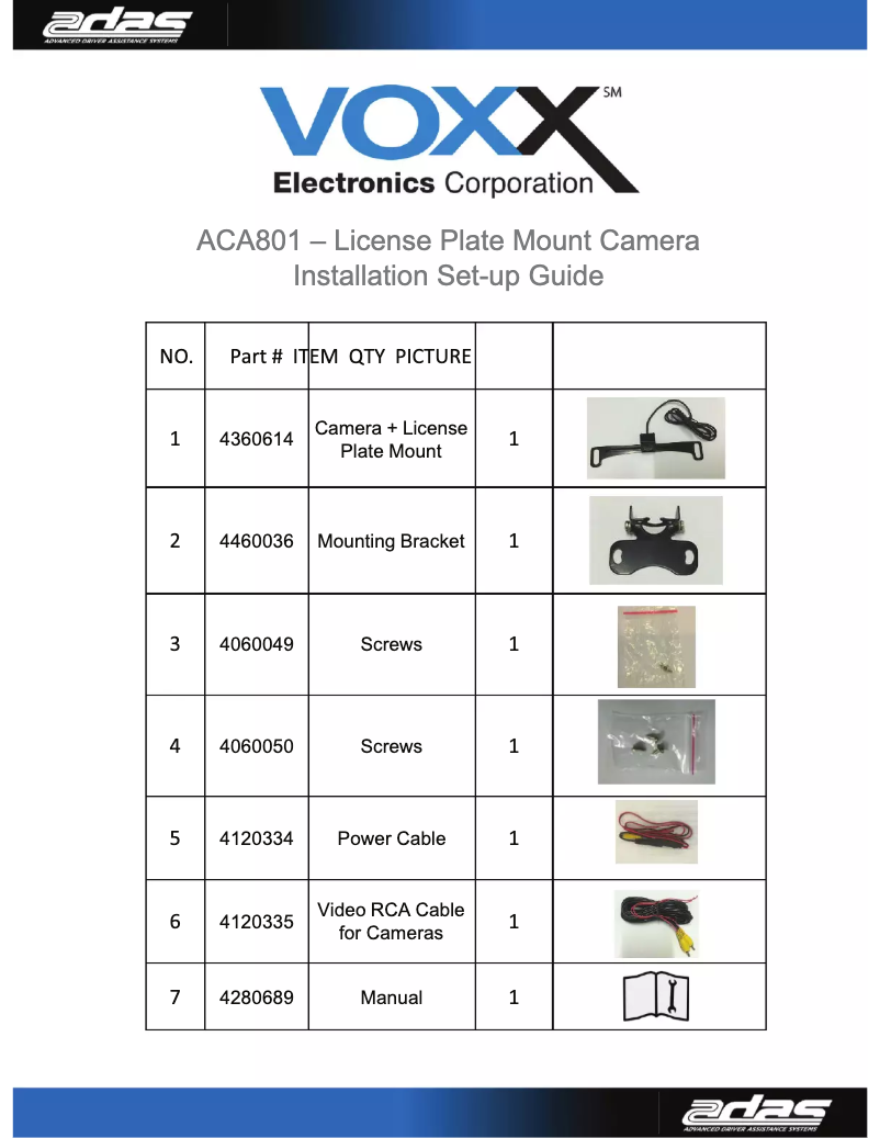 Page 1 of the manual User Manual audiovox ACA801
