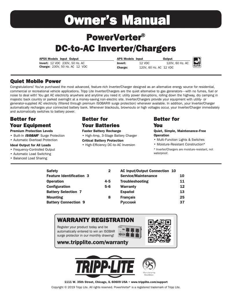 Page 1 de la notice Manuel utilisateur Tripp Lite APS1250