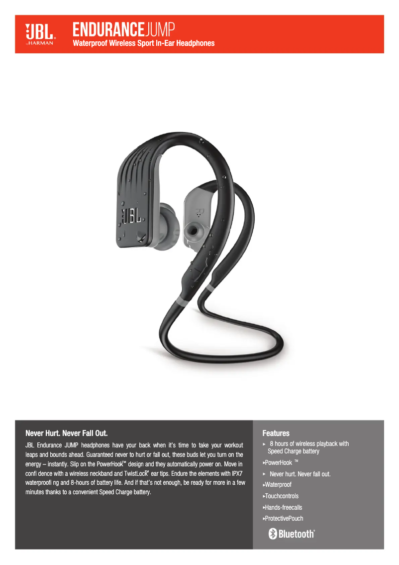Page 1 de la notice Fiche technique JBL Endurance Jump
