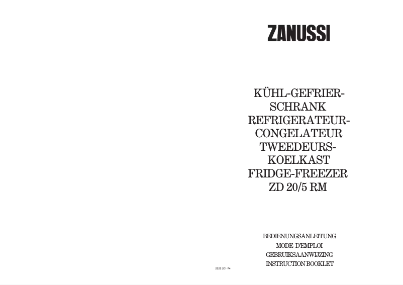 Image de la première page du manuel de l'appareil ZD 20/5 RM