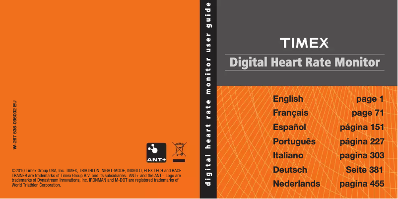 Page 1 de la notice Manuel utilisateur Timex Ironman Triathlon Race Trainer Pro T5K489