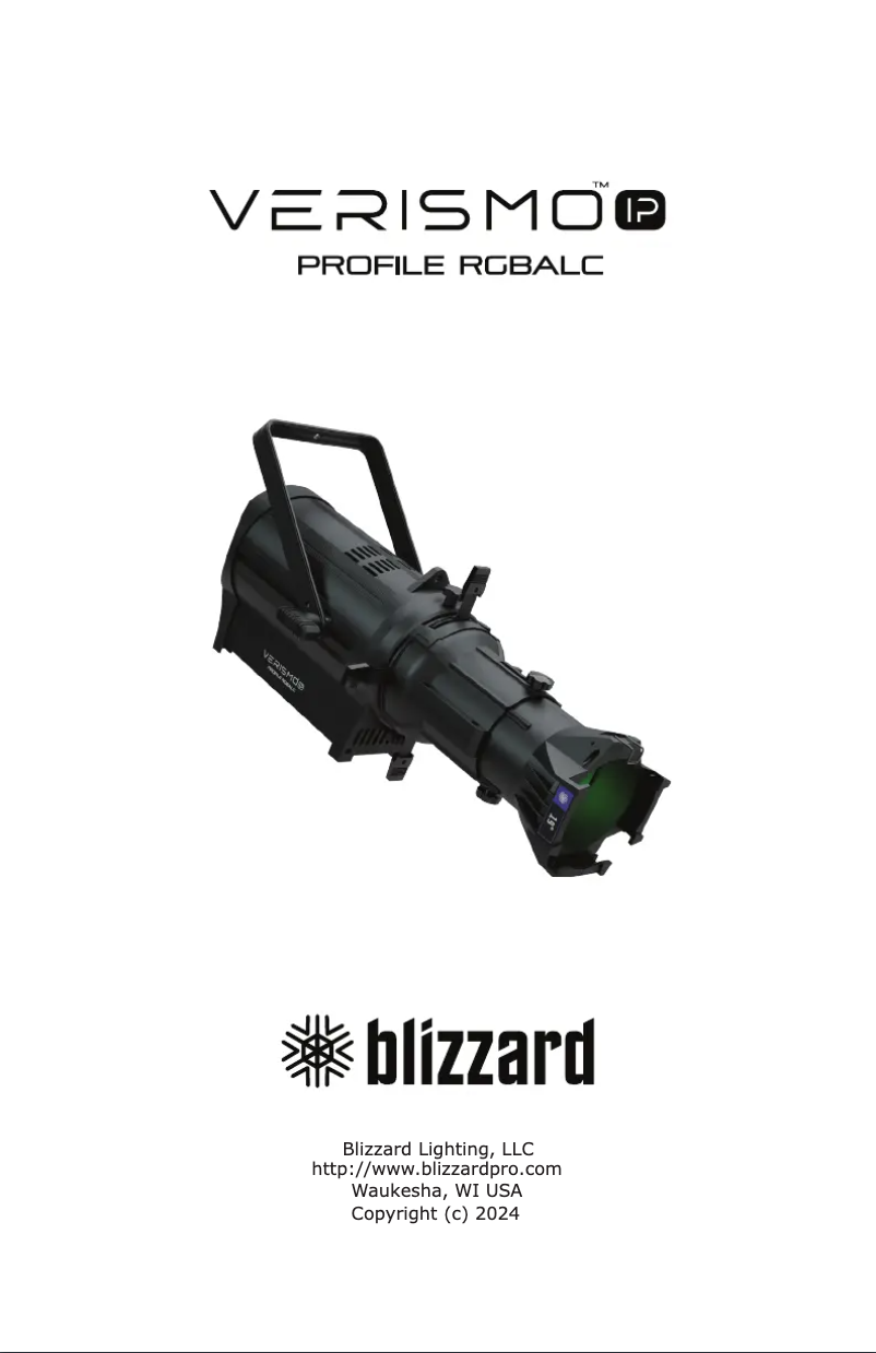 Page n°1 - Manuel utilisateur Blizzard Verismo IP Profile RGBALC