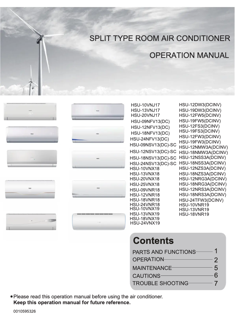 Page 1 de la notice Manuel utilisateur Haier HSU-10VNX18