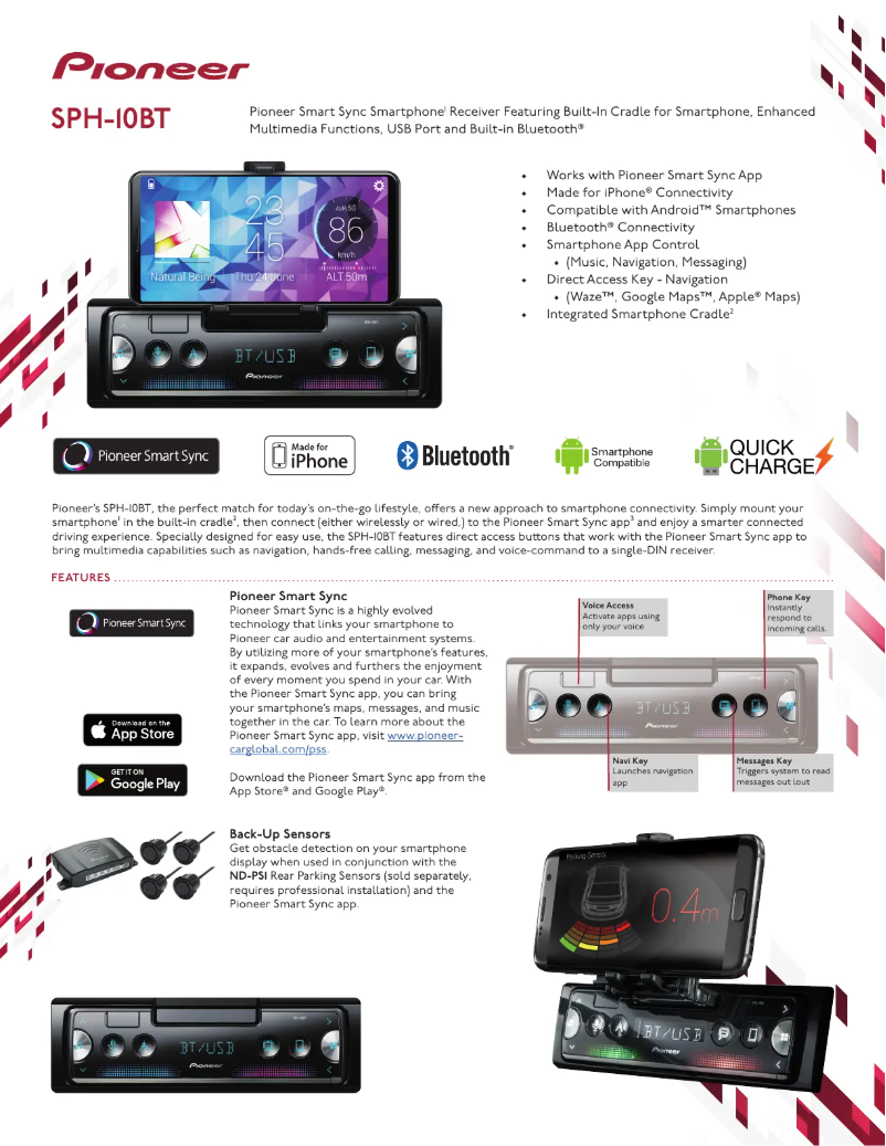 Page 1 de la notice Brochure Pioneer SPH-10BT