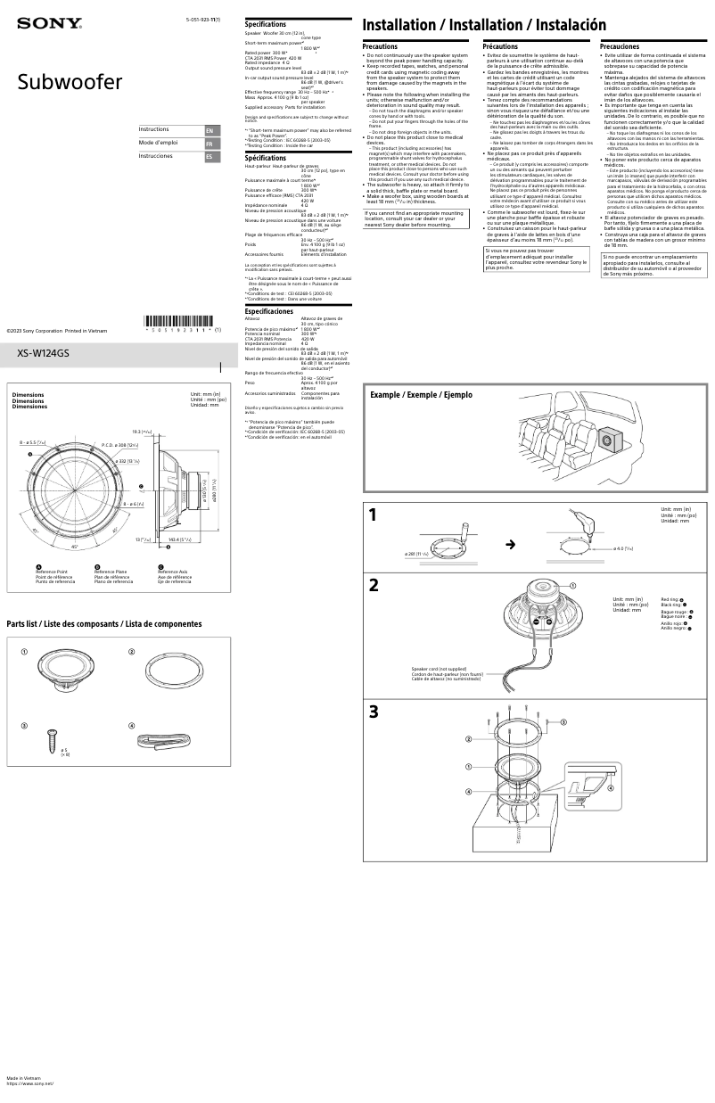 Image de la première page du manuel de l'appareil XS-W124GS