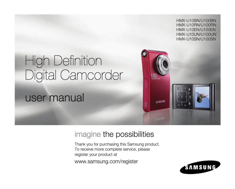 Page 1 de la notice Manuel utilisateur Samsung HMX-U10BN