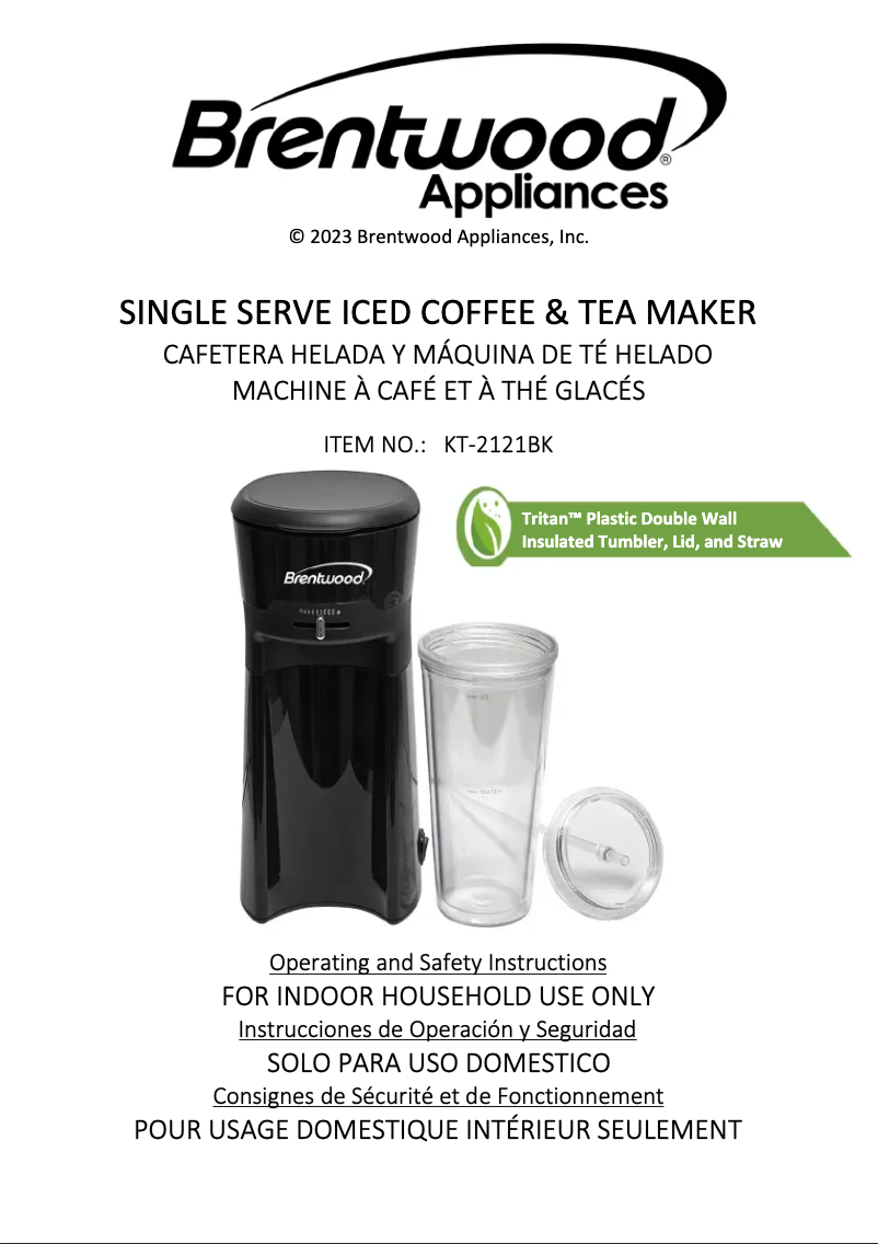 Page n°1 - Manuel utilisateur Brentwood KT-2121BK