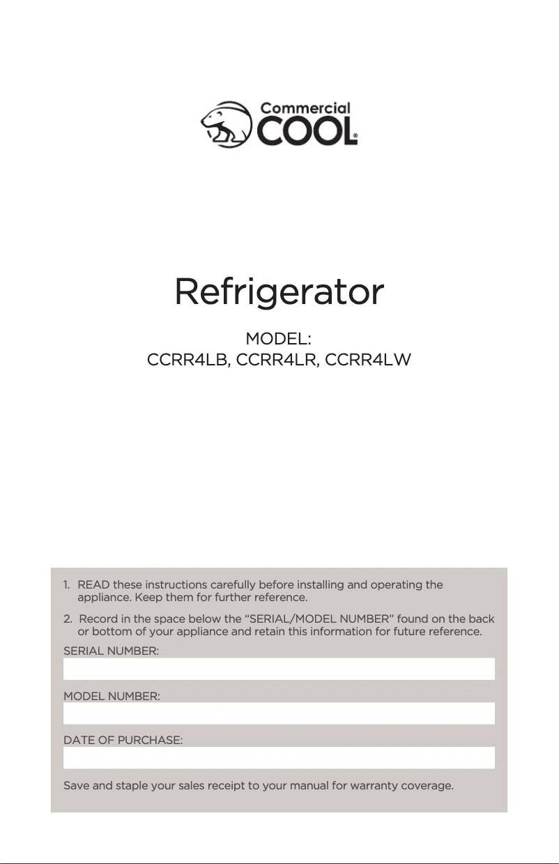 Image de la première page du manuel de l'appareil CCRR4LR
