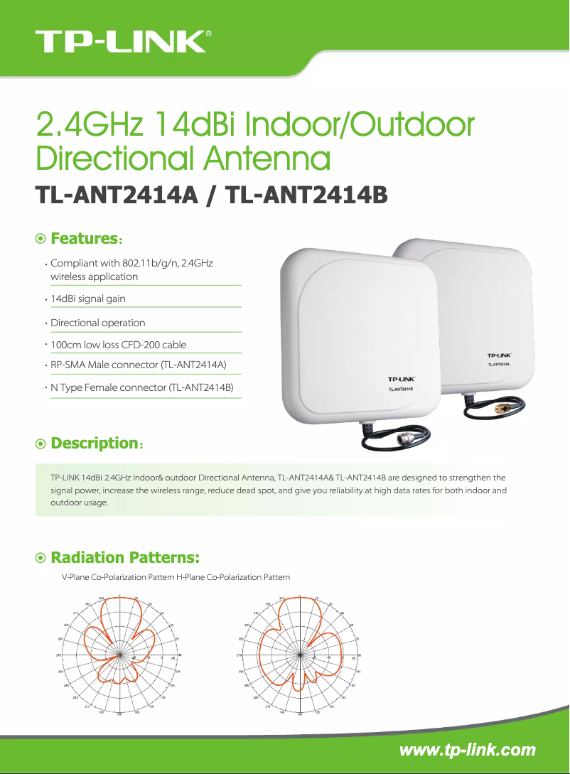 Page 1 de la notice Fiche technique TP-Link TL-ANT2414B