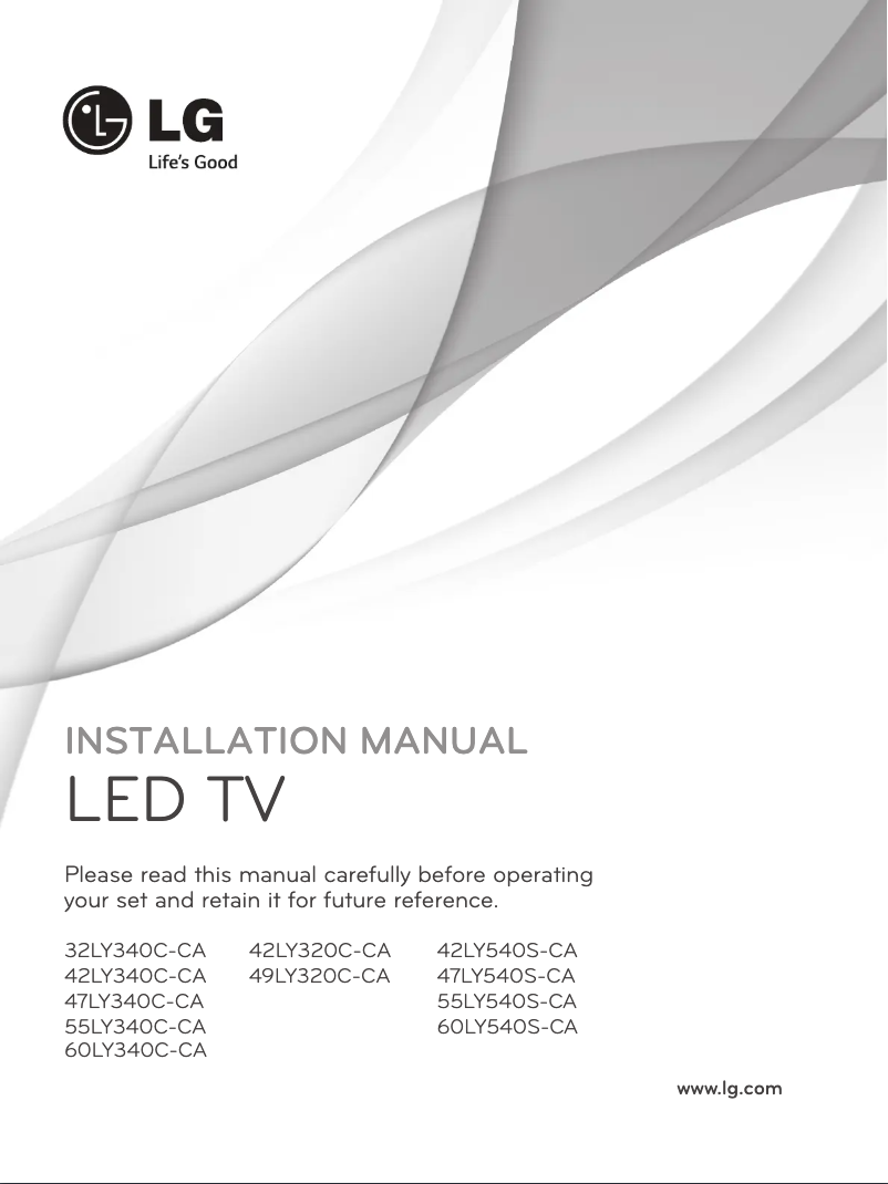 Page n°1 - Guide d'installation LG 47LY340C