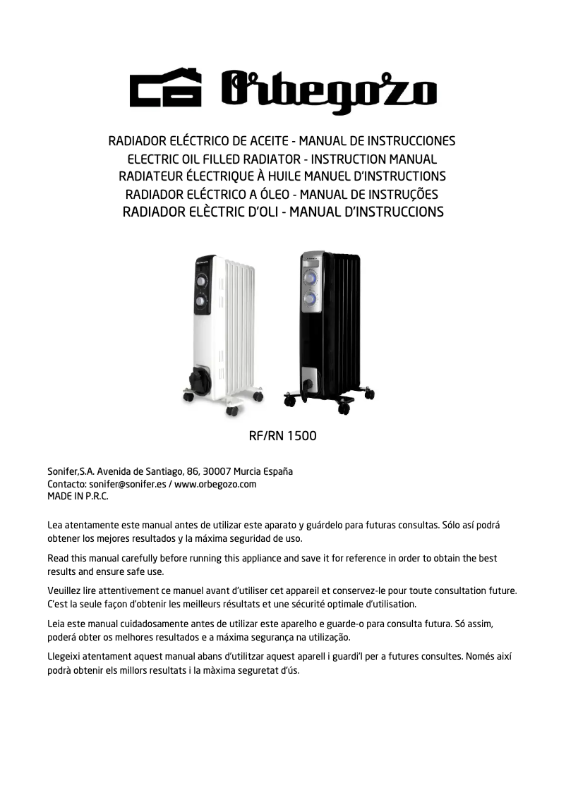 Page 1 de la notice Manuel utilisateur Orbegozo RF 1500