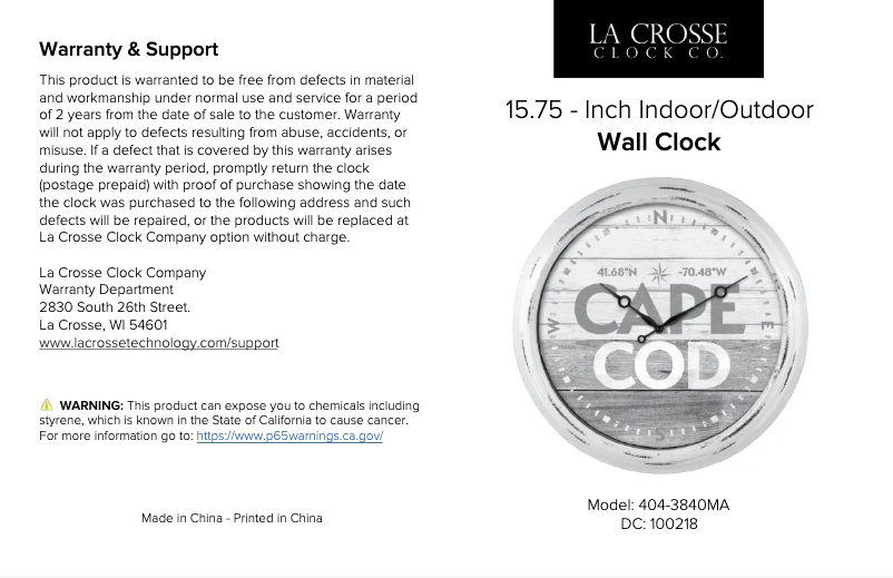 Page n°1 - Manuel utilisateur La Crosse Technology 404-3840MA
