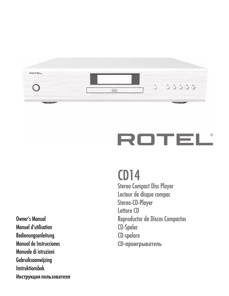 Page 1 de la notice Manuel utilisateur Rotel CD14