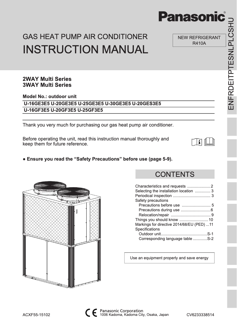 Page n°1 - Manuel utilisateur Panasonic U-30GE3E5