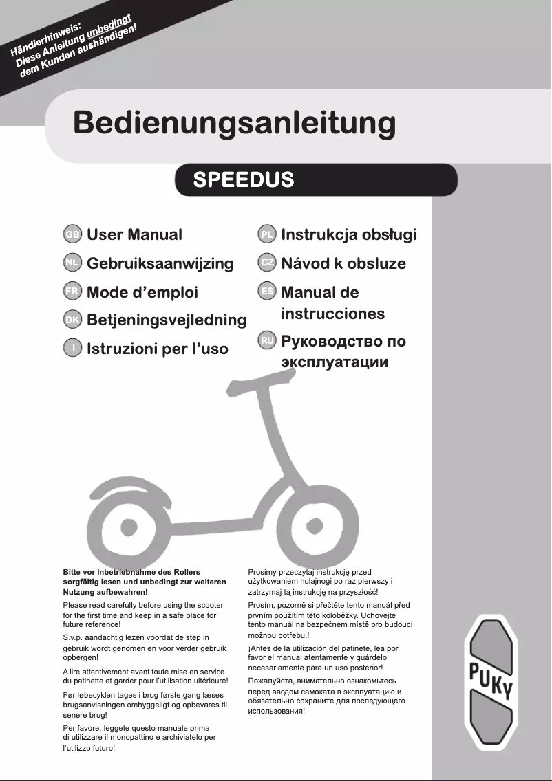 Página 1 del manual Manual de usuario Puky Speedus One