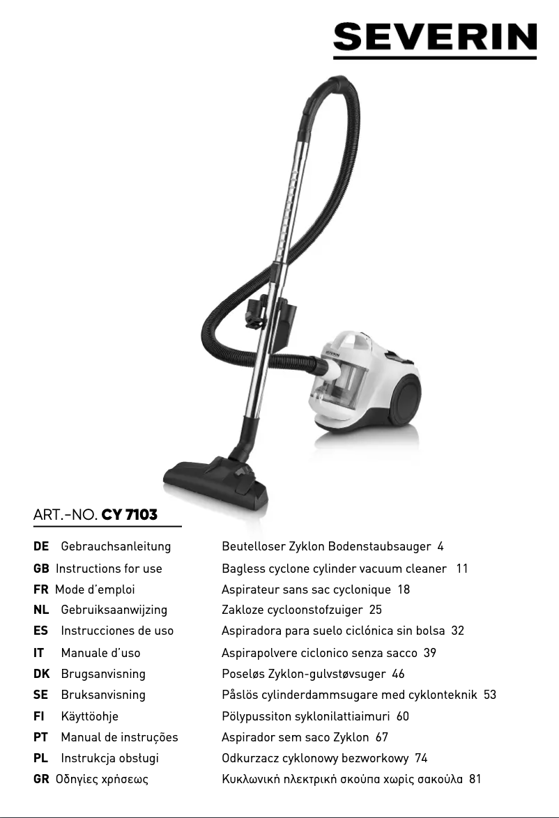 Image de la première page du manuel de l'appareil CY 7103