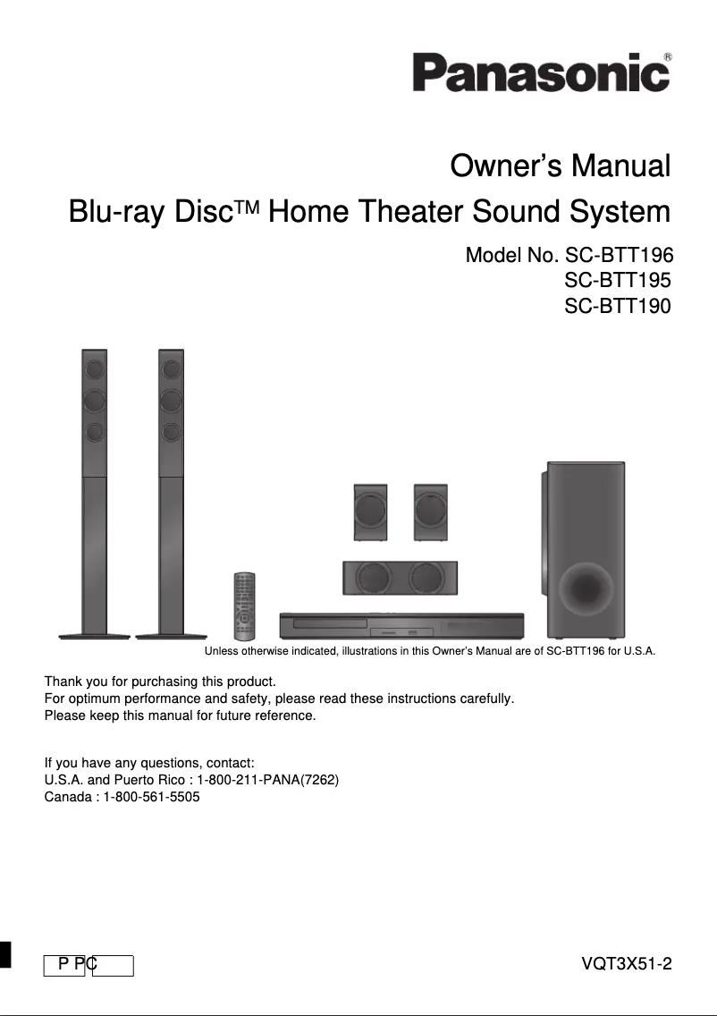 Page 1 de la notice Manuel utilisateur Panasonic SC-BTT196