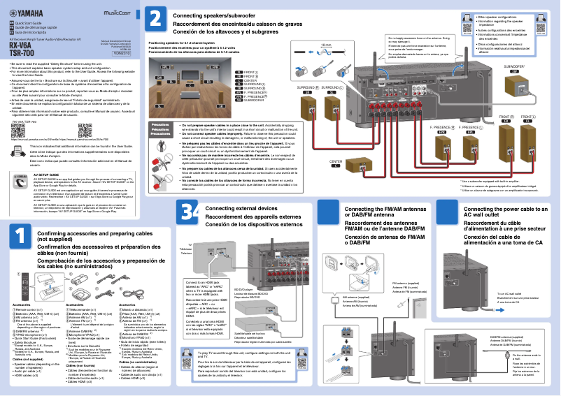 Page n°1 - Guide de démarrage rapide Yamaha RX-V6ABL