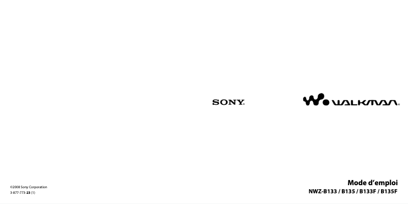 Page 1 de la notice Manuel utilisateur Sony Walkman NWZ-B133