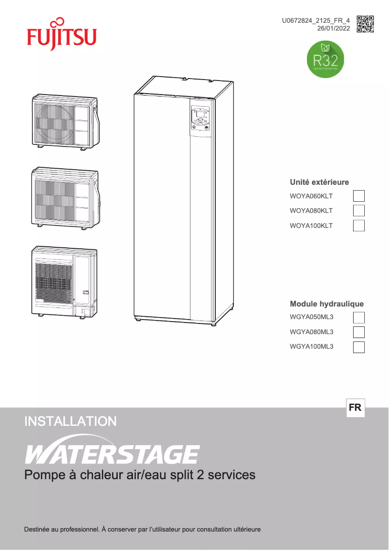 Page 1 de la notice Manuel utilisateur Fujitsu Waterstage WGYA050ML3