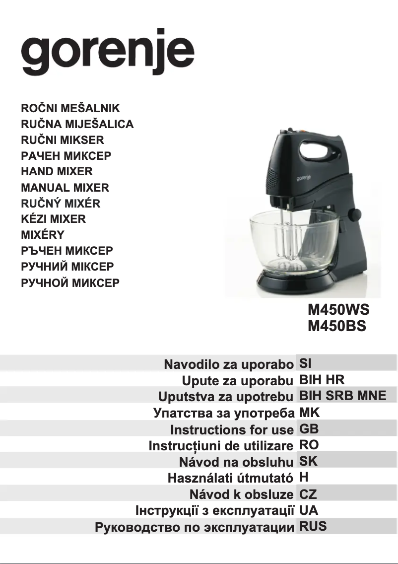 Page n°1 - Manuel utilisateur Gorenje M450BS