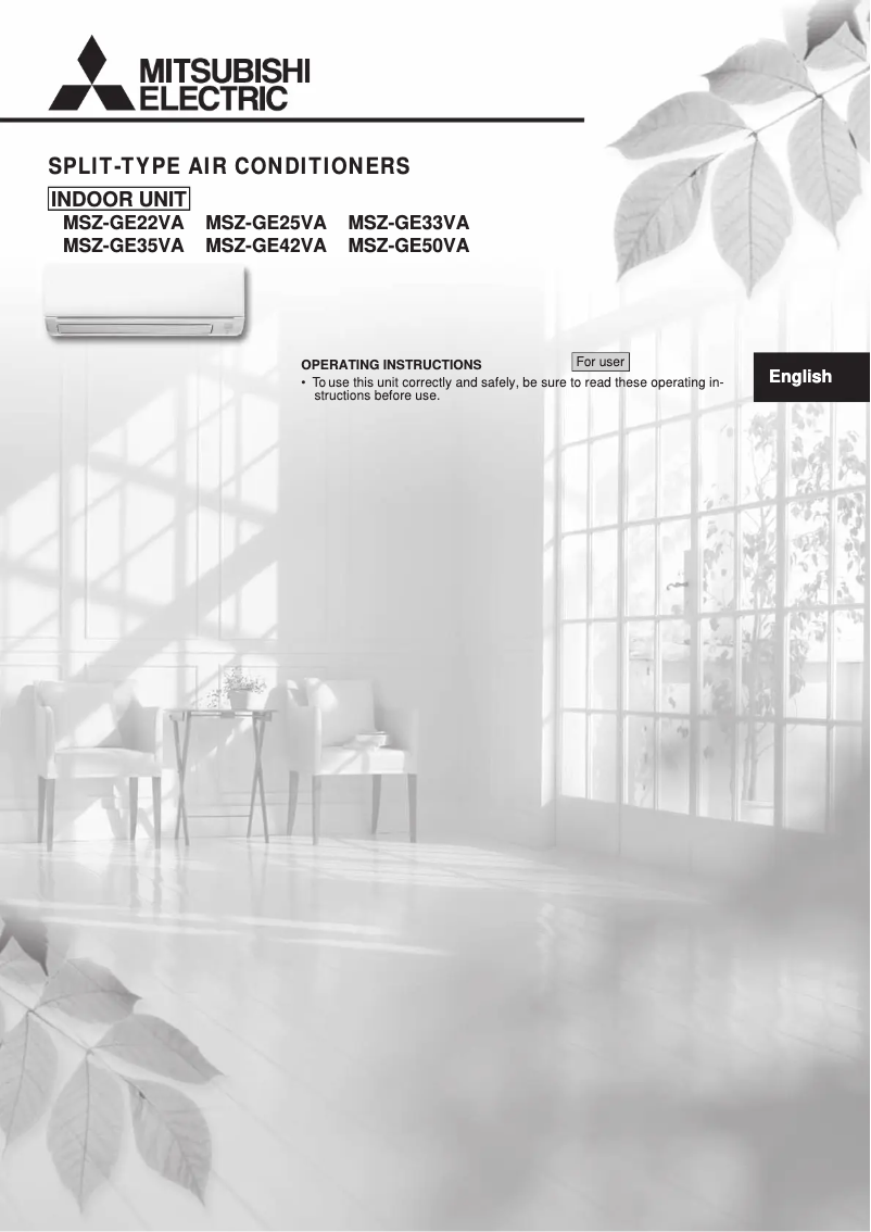 Image de la première page du manuel de l'appareil MSZ-GE42VA