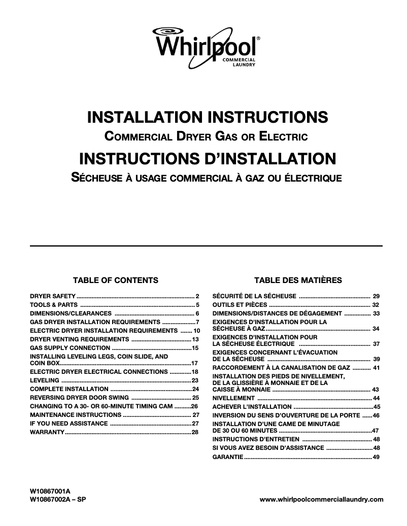 Page 1 de la notice Manuel utilisateur Whirlpool CGM2745F