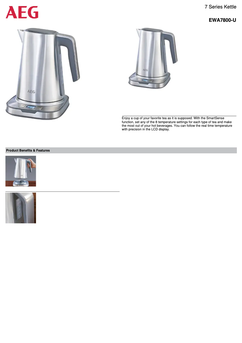 Page 1 de la notice Fiche technique AEG EWA7800